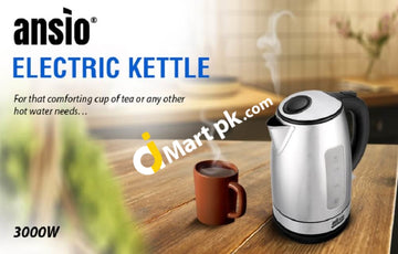 Ansio Venus Electric Kettle 3000W 1.7L Stainless Steel With Boil Dry Protection & Auto Shut Off -